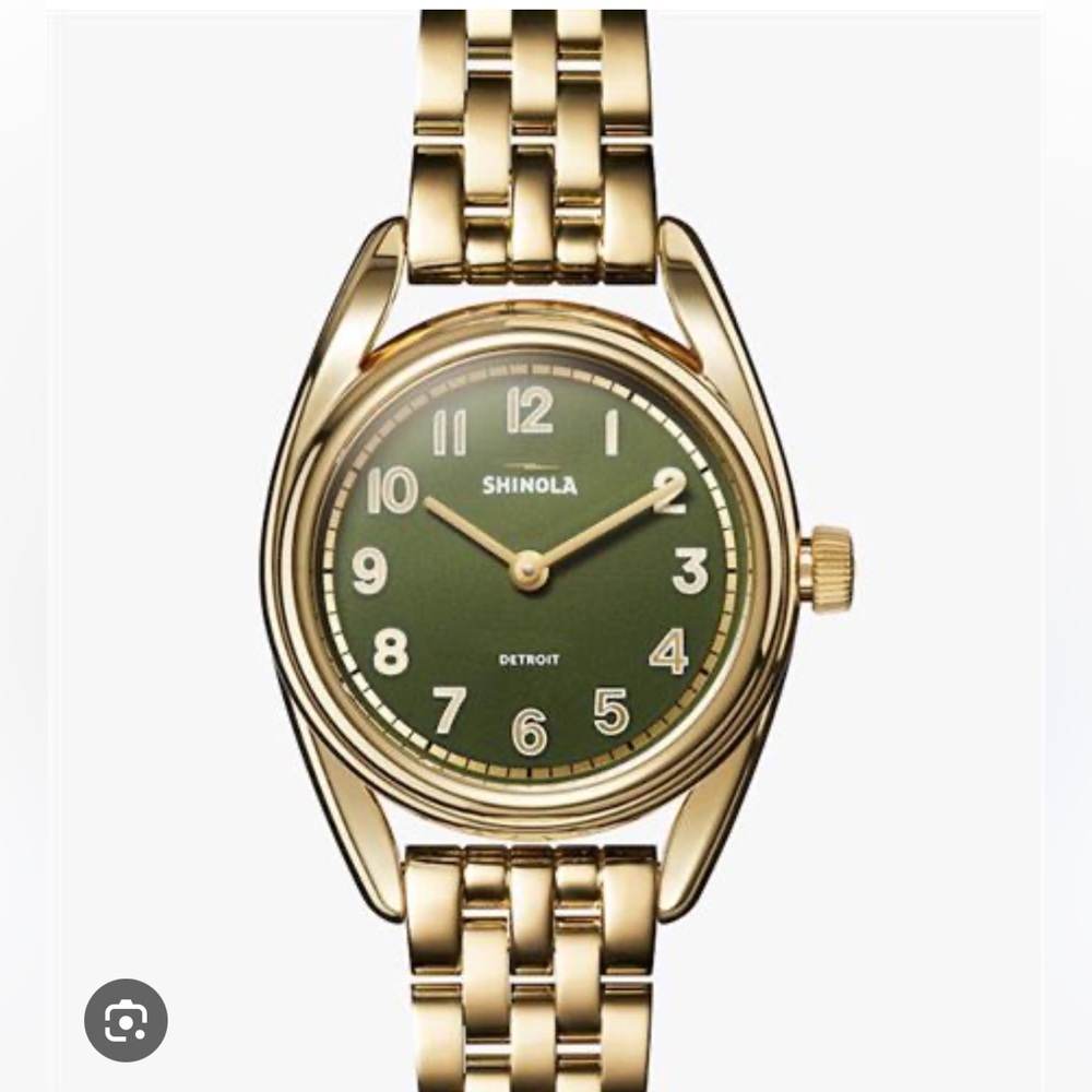 Shinola Derby 30MM Gold Watch with Olive Dial